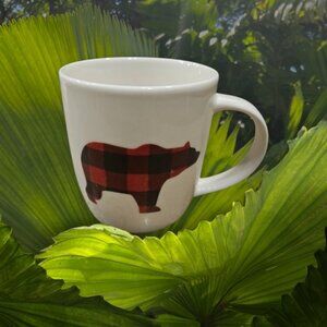 Black Red Plaid Mama Bear 12 oz Coffee Lodge Mug by Tag Stoneware